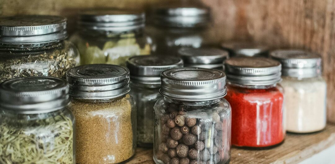 spice bottles on shelf