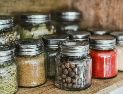 spice bottles on shelf